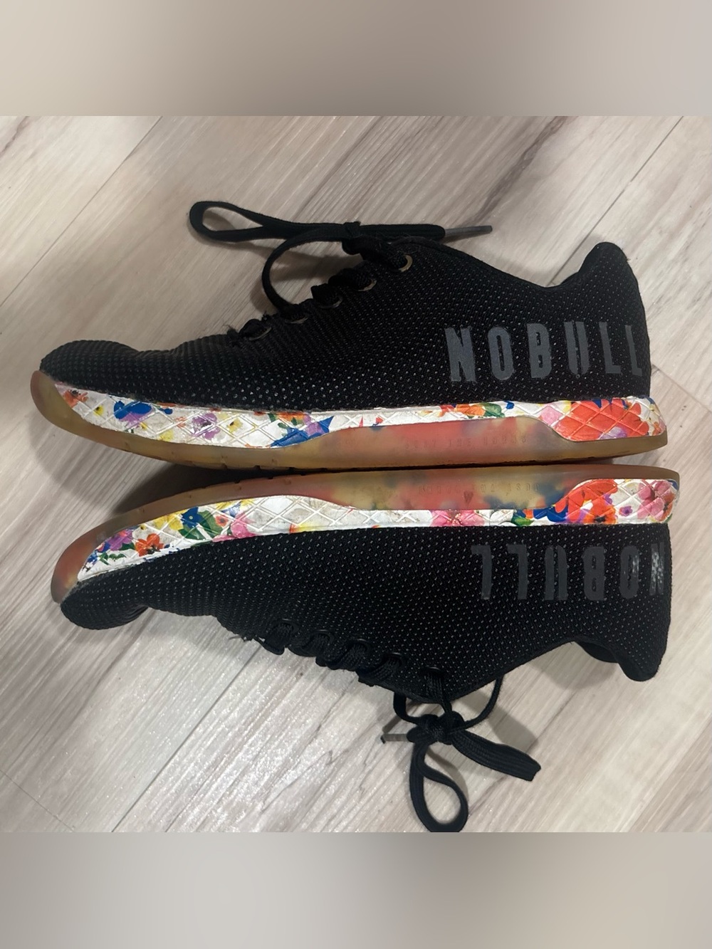 NOBULL Women’s 5.5 Black Floral SuperFabric Trainer CrossFit Gym Shoes